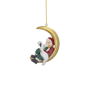 Nostalgic Santa on moon hanging decoration