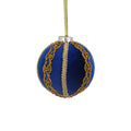 Blue flocked braid bauble