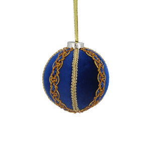 Blue flocked braid bauble