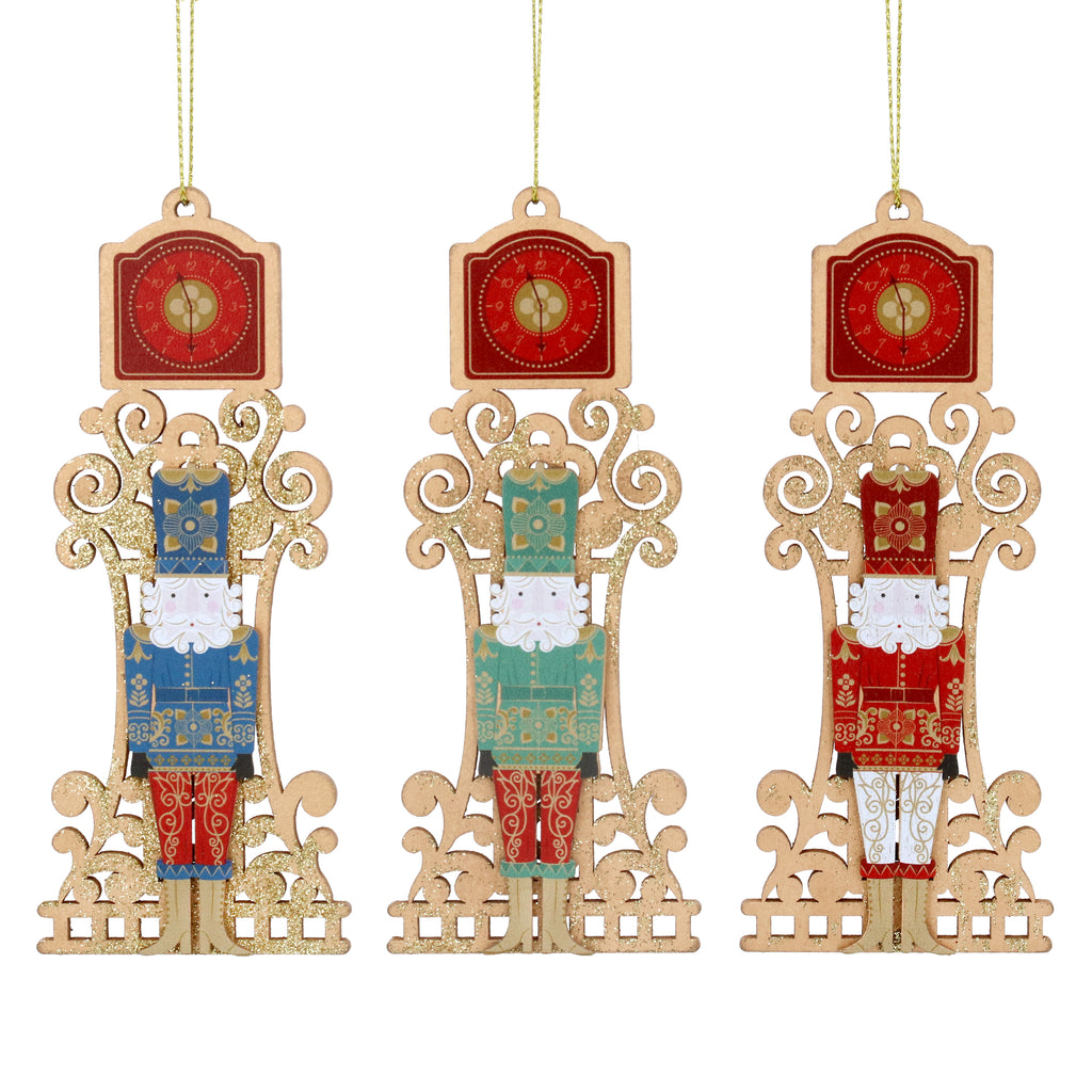 Wooden nutcracker in Grandfather clock hanging decoration