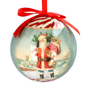 Vintage Santa bauble with ribbon