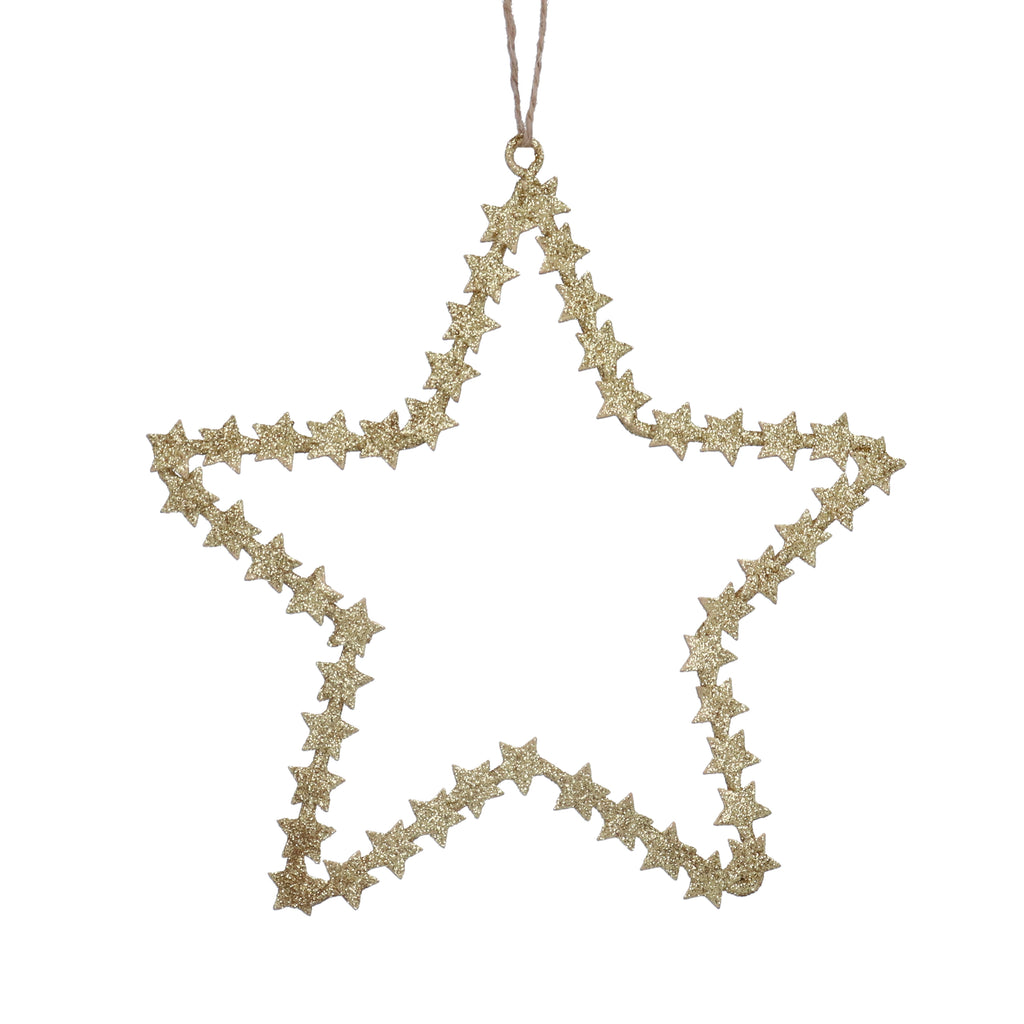 Gold sparkle cut out star-large