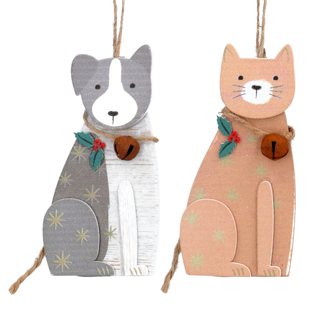 Wooden dog/cat hanging decoration