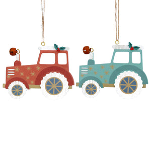 Blue/red tractor and farm pet hanging decorations