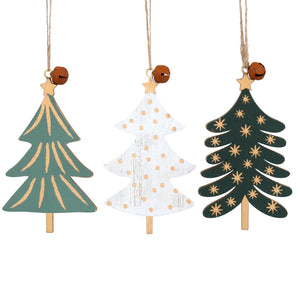 Quirky wooden tree hanging decorations