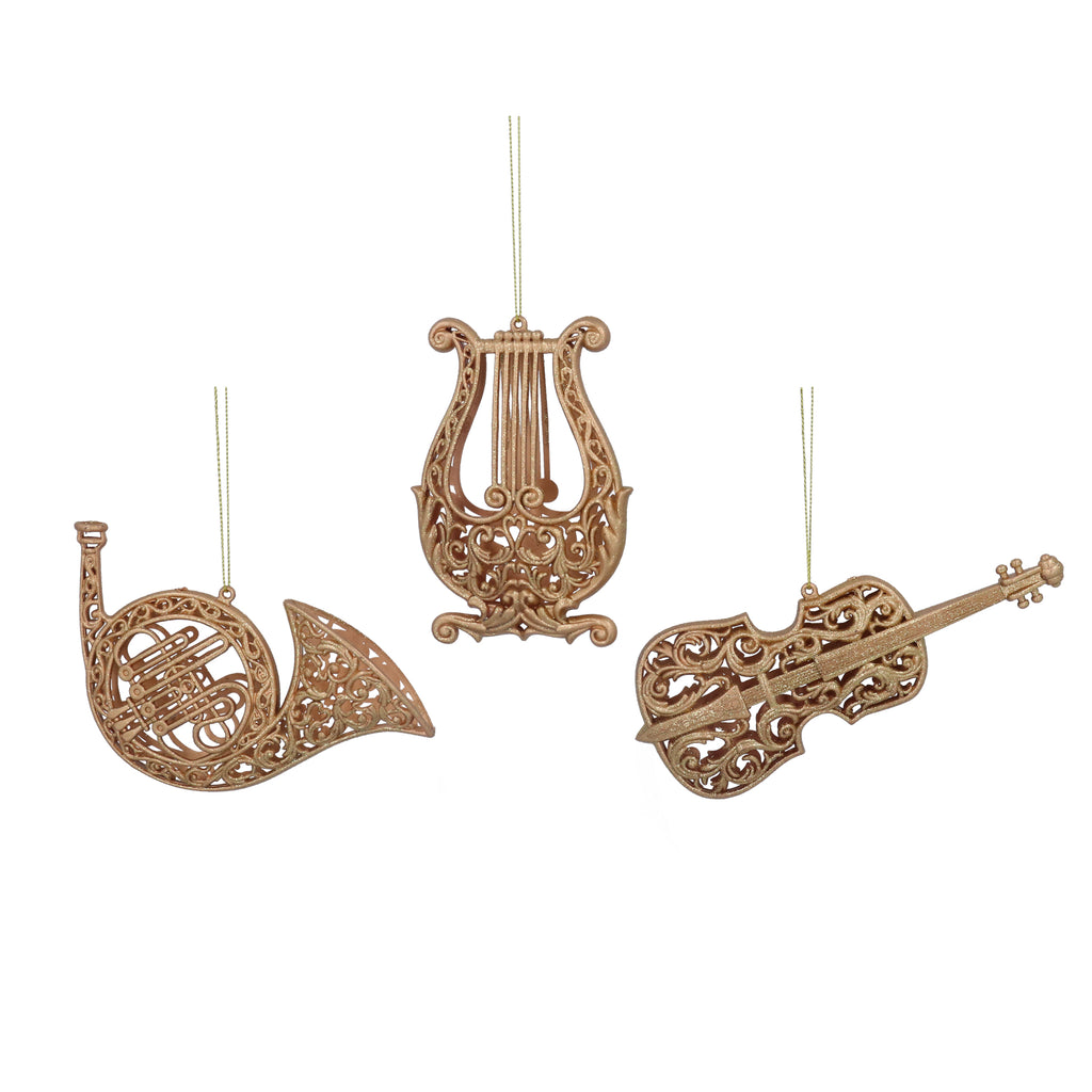 Matt gold filigree musical instruments