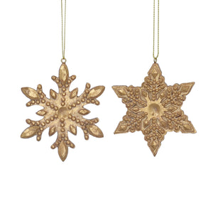 Antique gold embossed star and snowflake hanging decoration