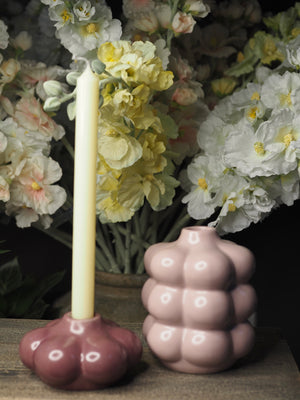 Pink bubble style candle holder