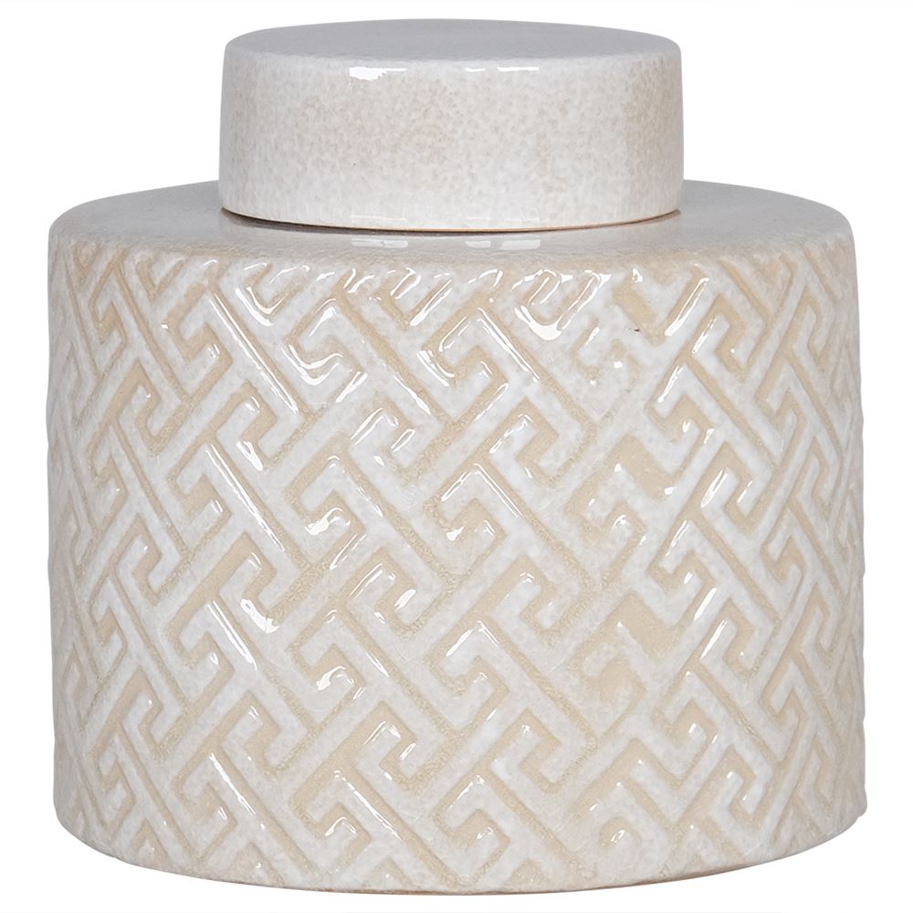 Cream patterned ginger jar-small