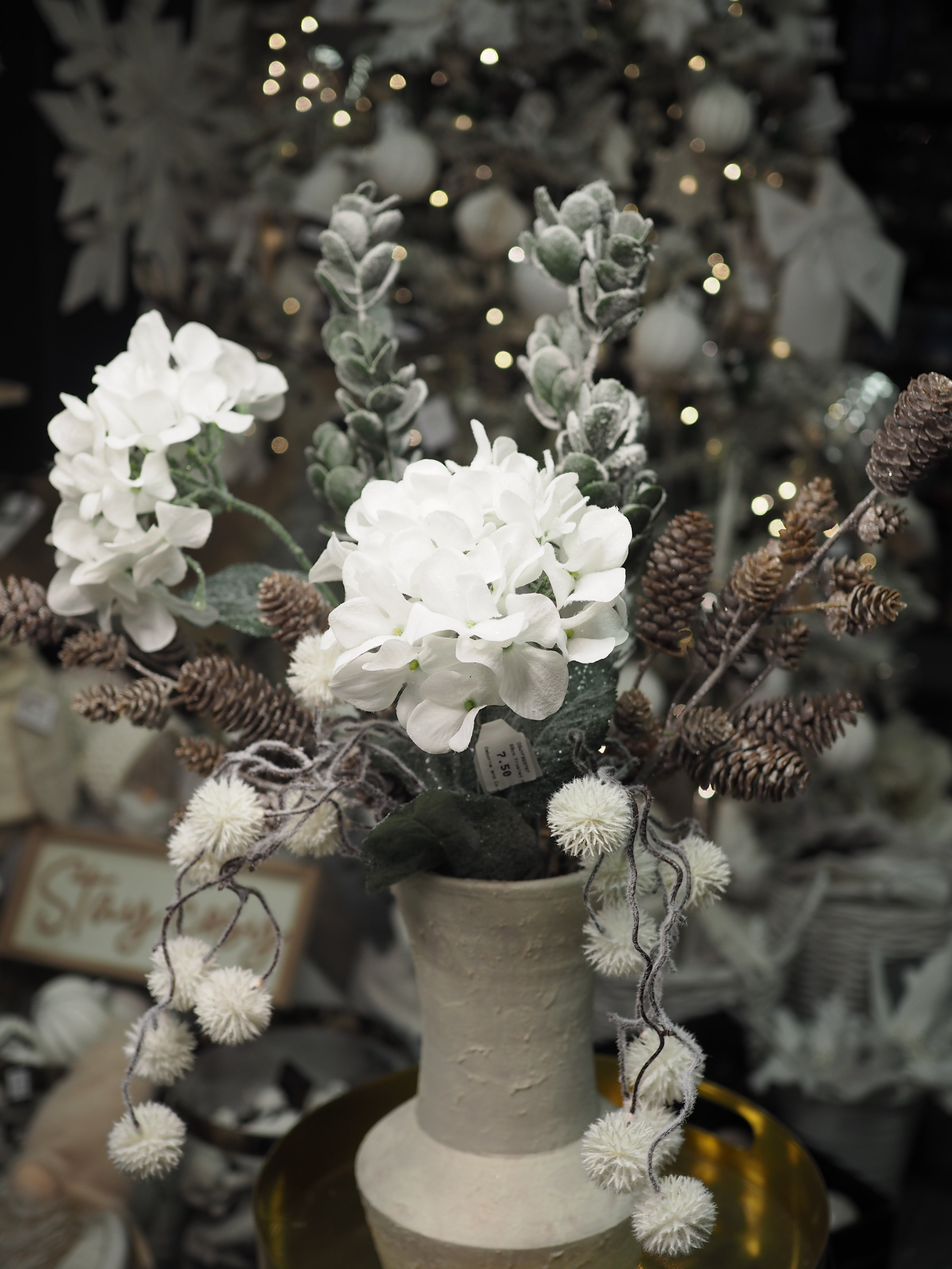 Frosted pinecones floral bouquet