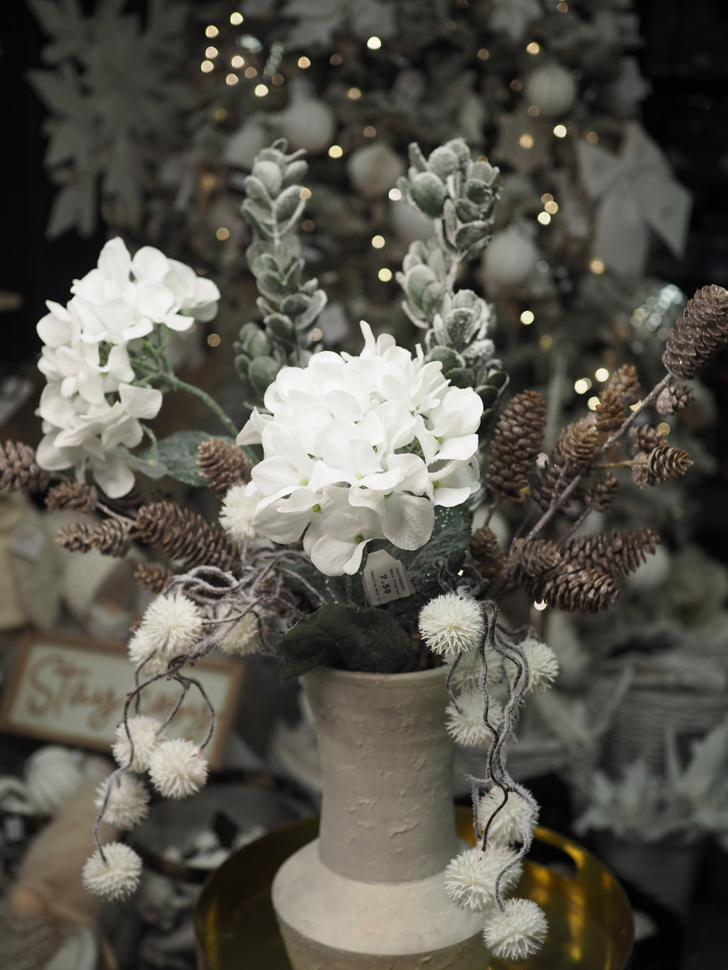 Frosted pinecones floral bouquet