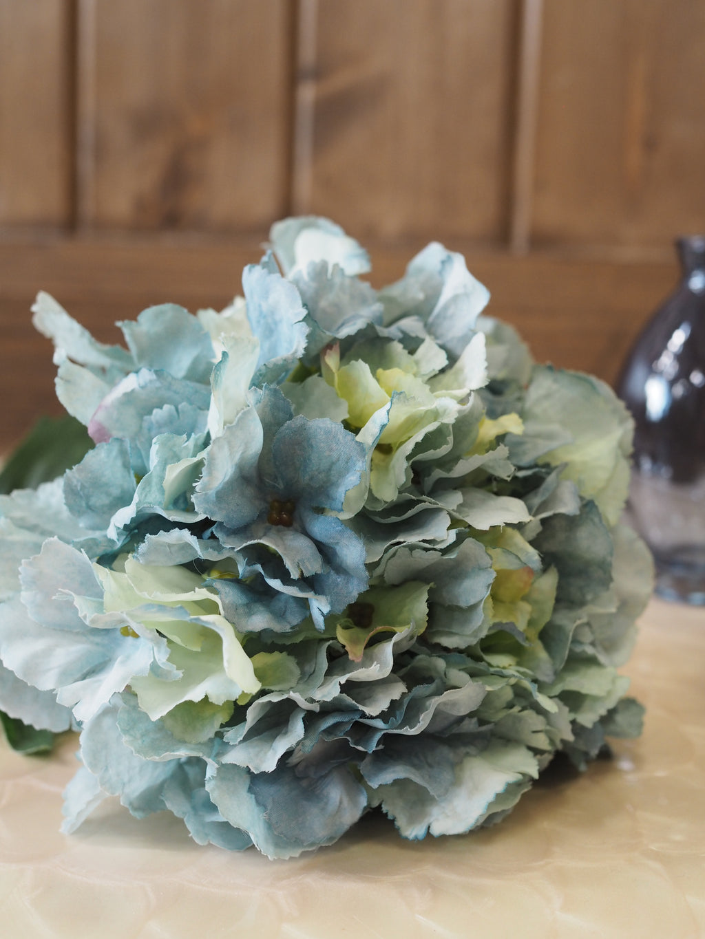 Blue French hydrangea stem