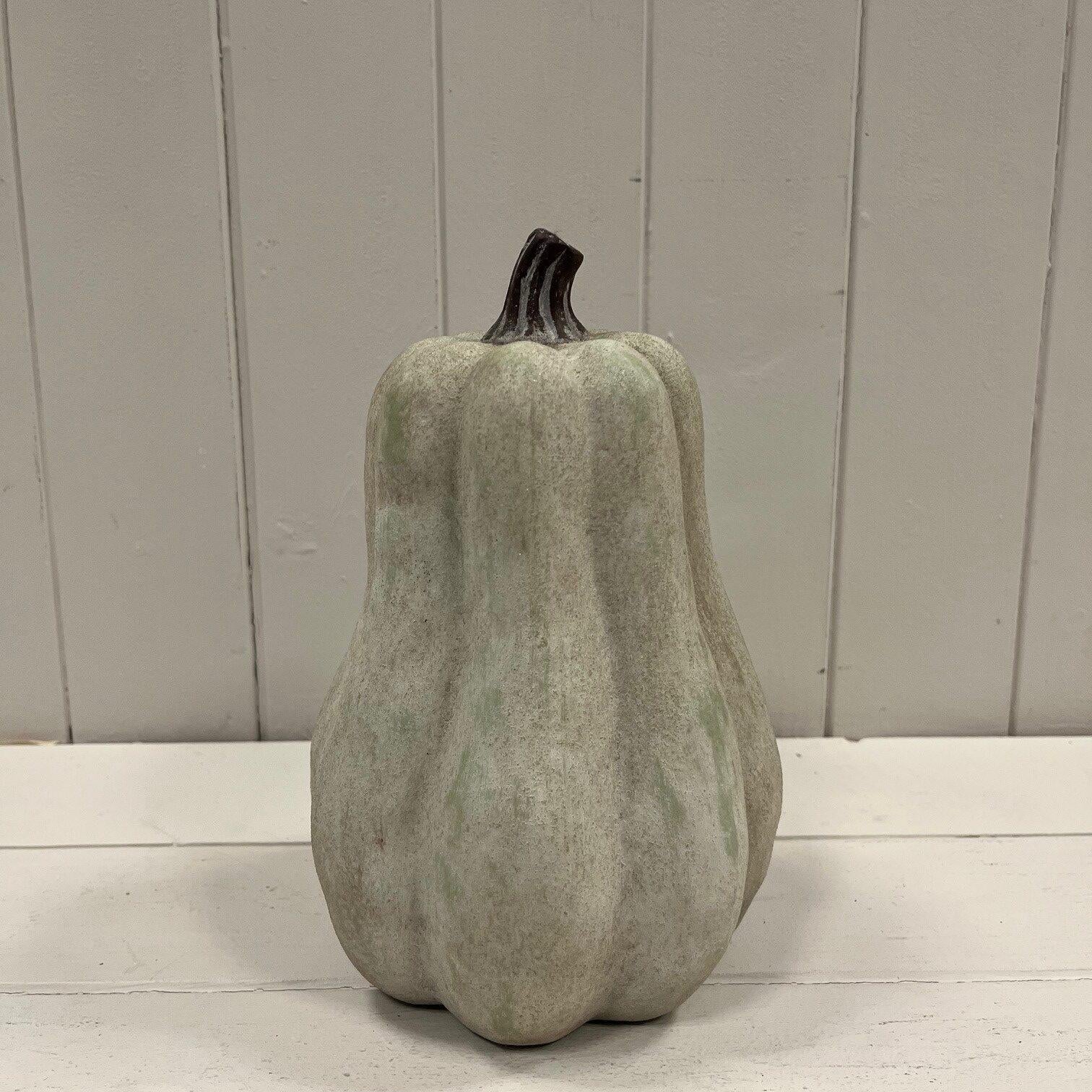 Dusty green tall ceramic pumpkin