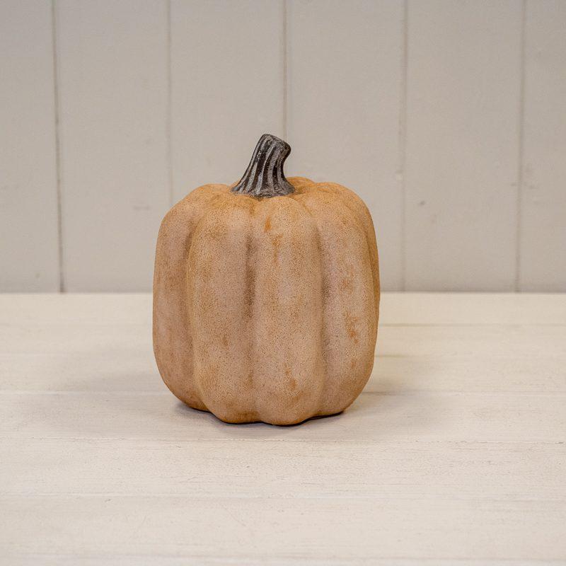 Pale orange ceramic Jack O'Lantern pumpkin - medium