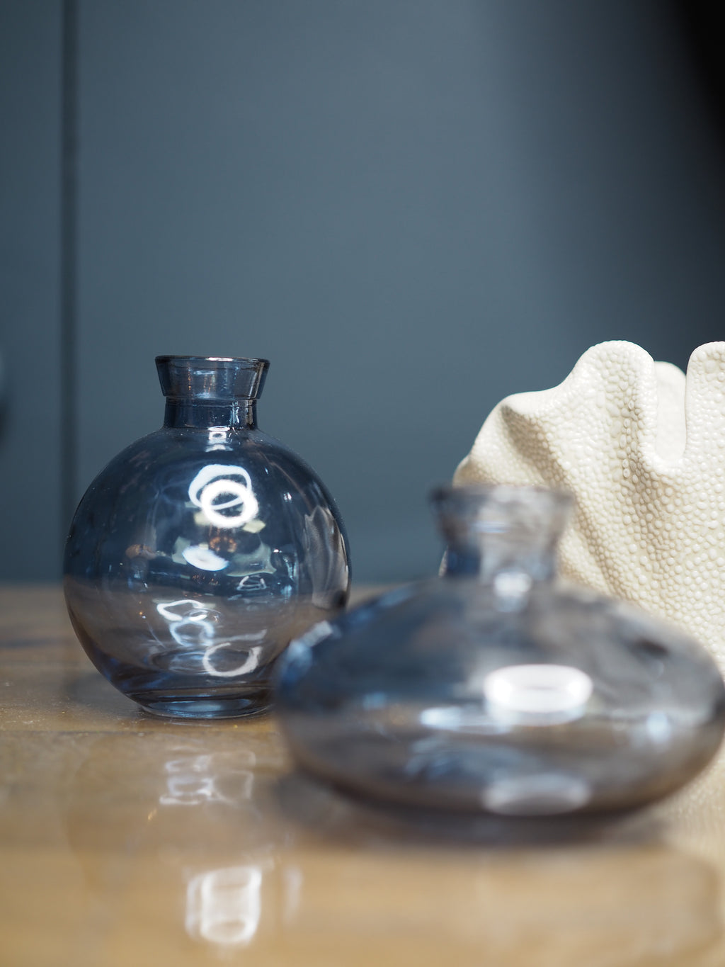 Mini clear blue glass bud vase