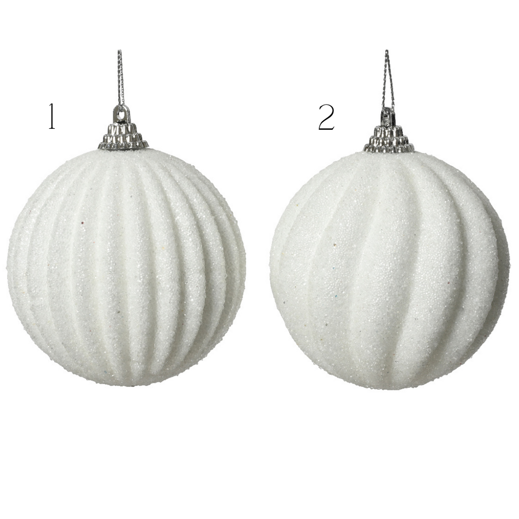 White Glitter Foam Bauble 2ass