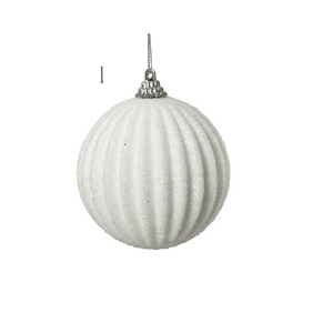 White Glitter Foam Bauble 2ass