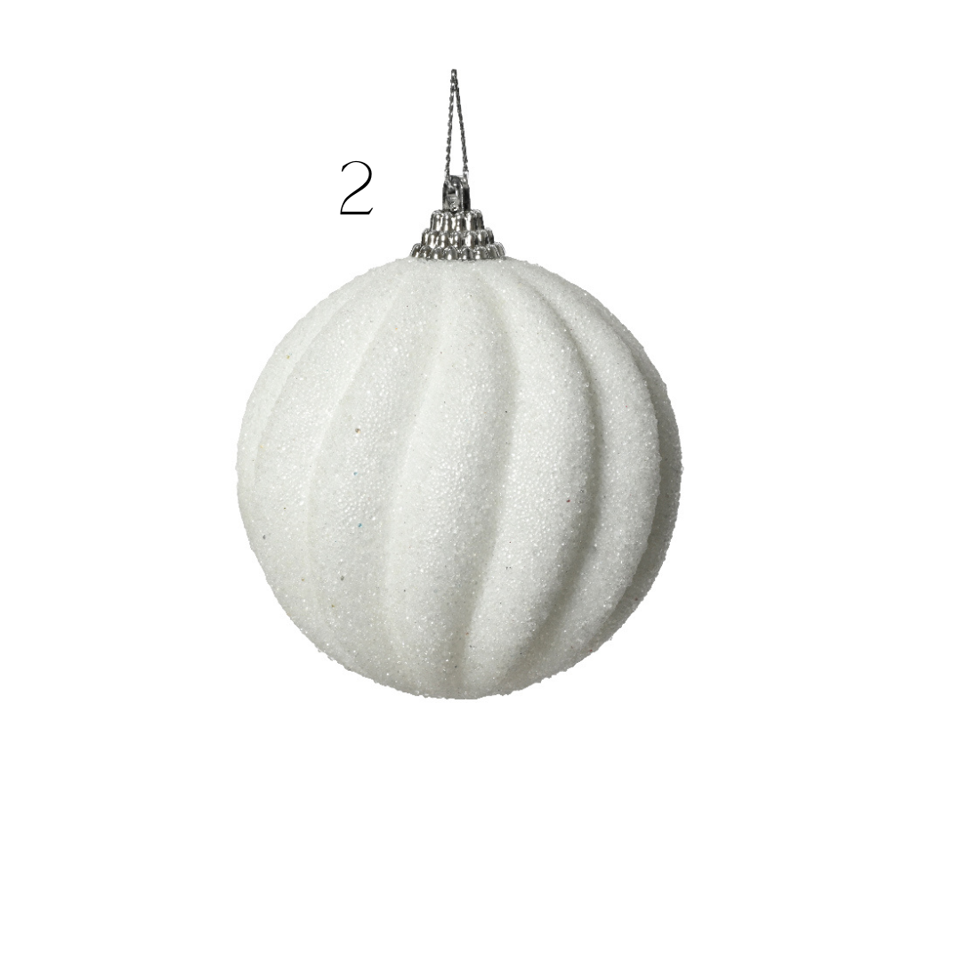 White Glitter Foam Bauble 2ass