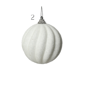White Glitter Foam Bauble 2ass