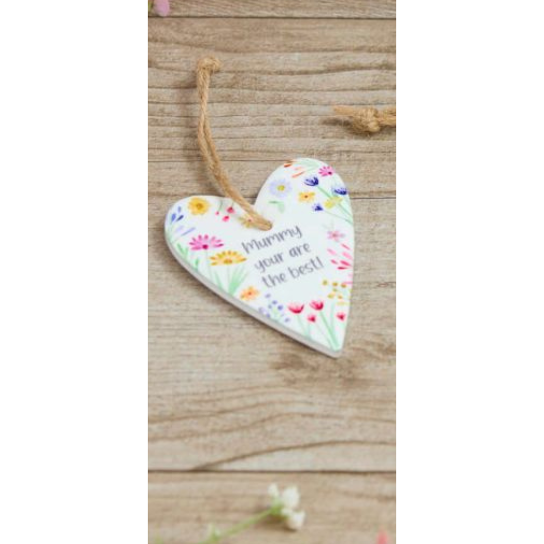 Floral mummy ceramic hanging hearts