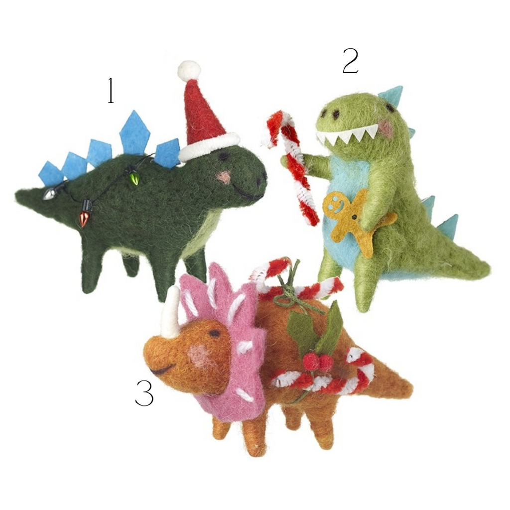 Dinosaur Christmas hanging decorations