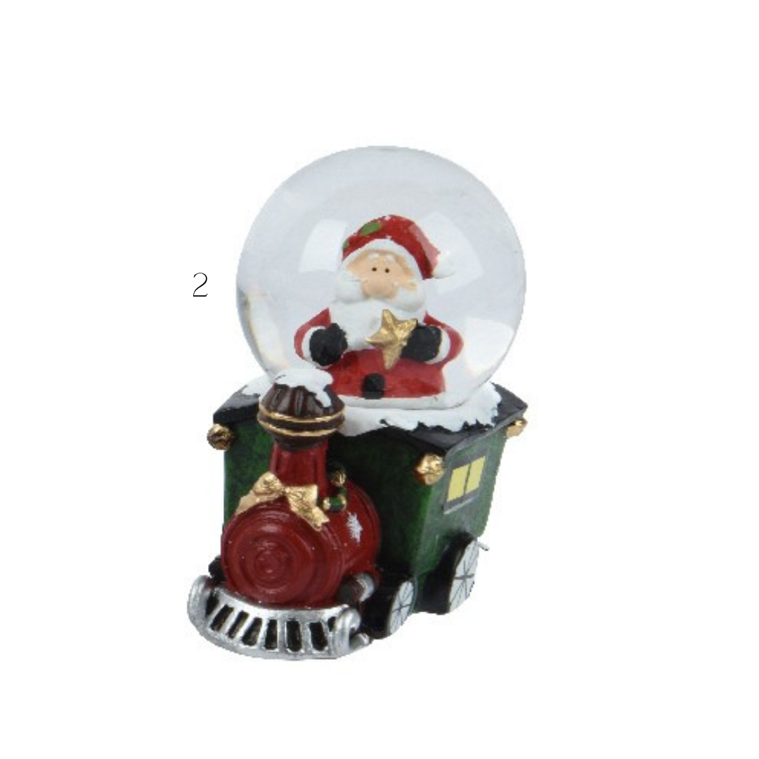 Christmas figure in snowglobe train