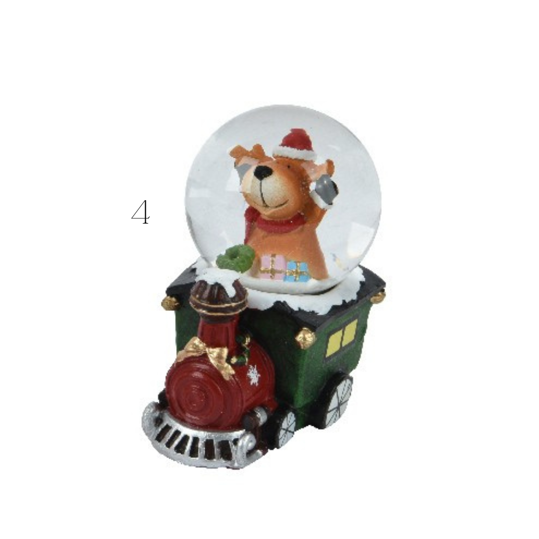 Christmas figure in snowglobe train