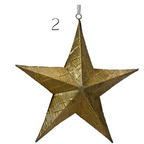 Large Gold Iron Star Hanging Decoration 3 ass