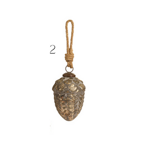 10cm Antique finish glass acorns