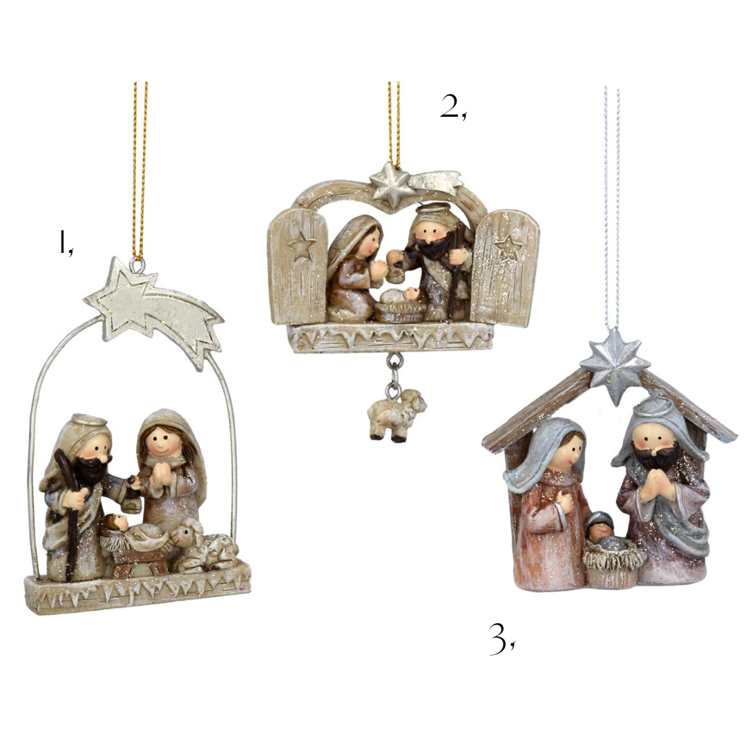 Pastel resin Nativity hanging decs (3 styles)