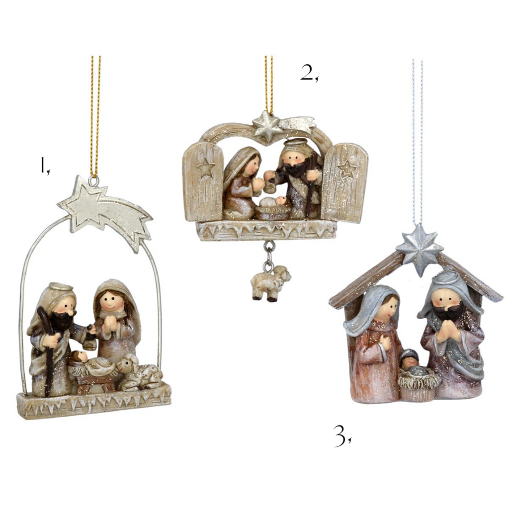 Pastel resin Nativity hanging decs (3 styles)