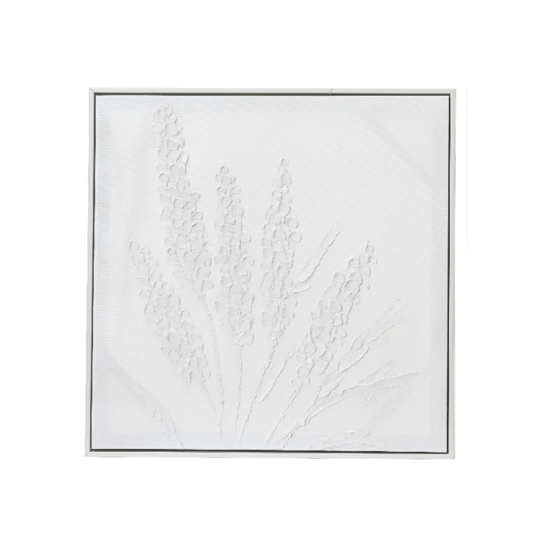 Clean white wild florals hand finished framed prints