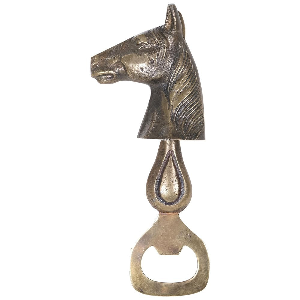 Antique brass horse bottle opener