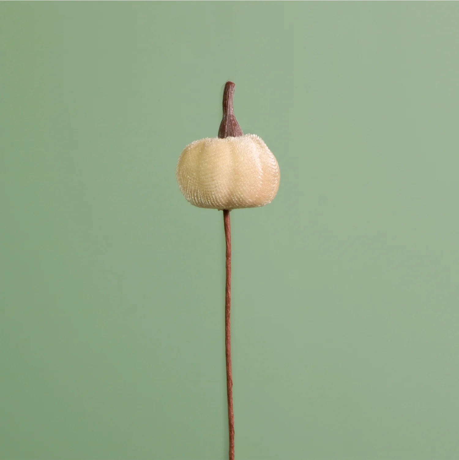 Mini velvet cream pumpkin picks - 3cm