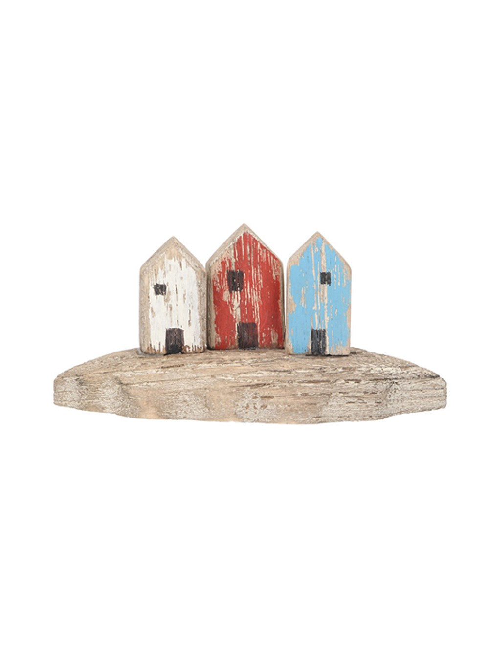 Wooden mini beach hut trio ornament
