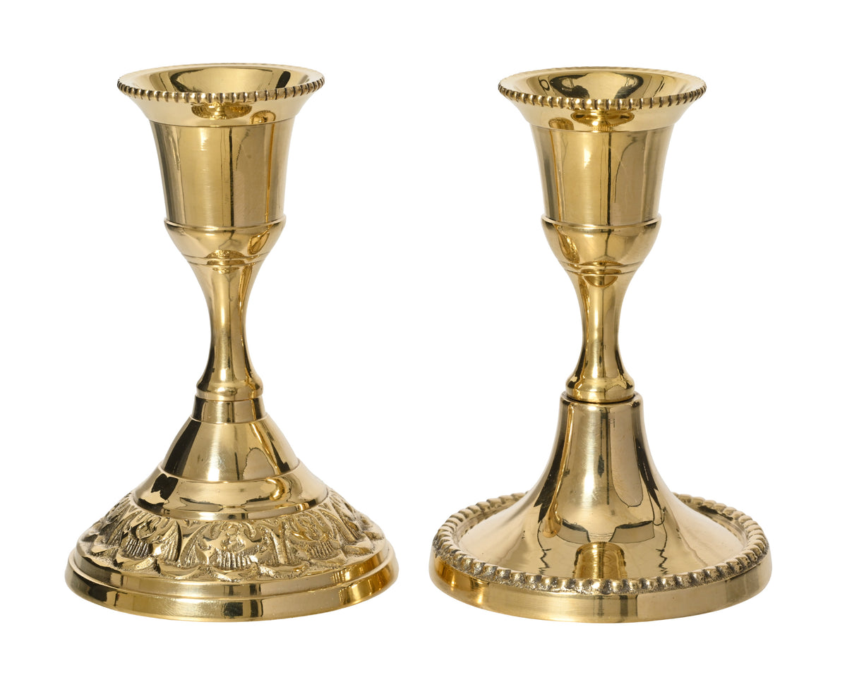 Short brass/gold candle holders