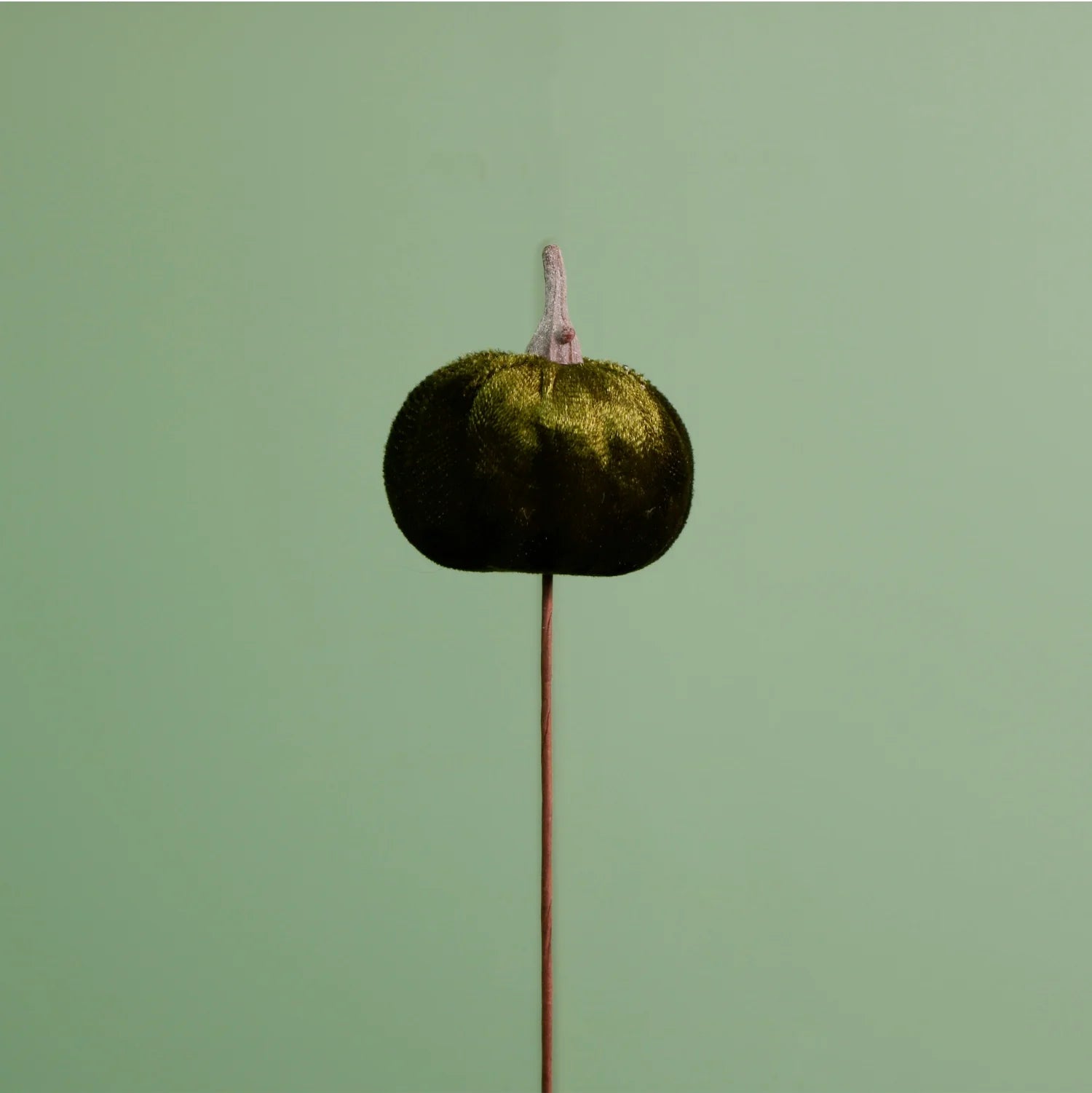 Dark green velvet pumpkin pick - 5cm