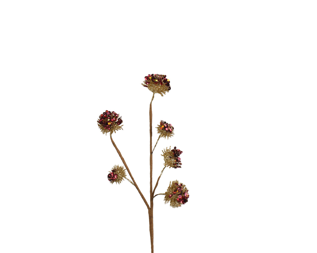 Burgundy beaded glittery stem