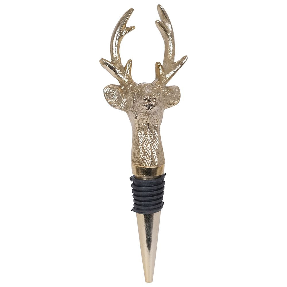Gold stag head bottle stopper