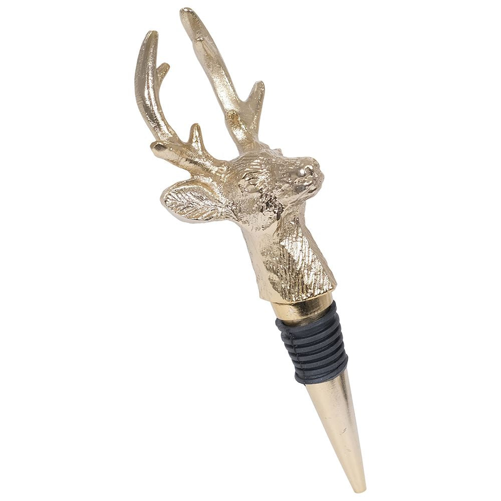 Gold stag head bottle stopper