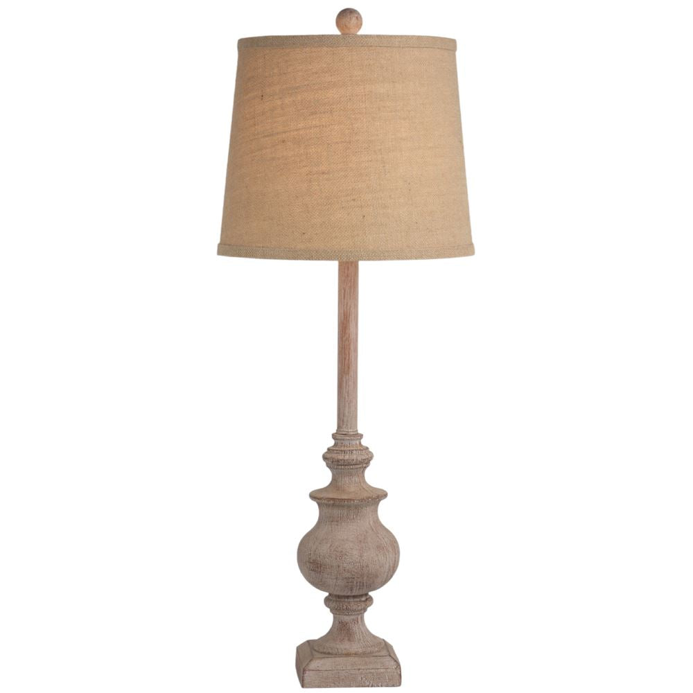 Buffet table lamp with burlap shade