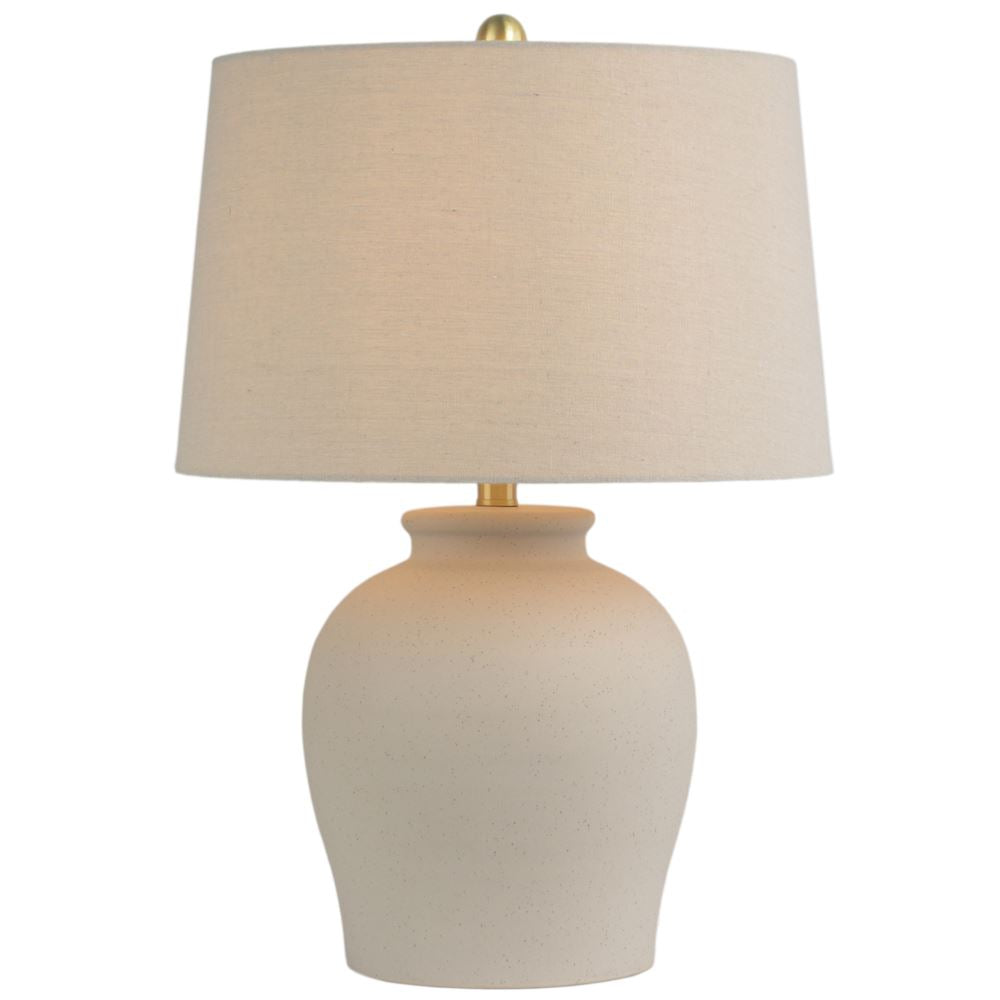 Cream base table lamp with oatmeal shade