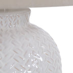 Ivory ceramic lamp with oatmeal shade