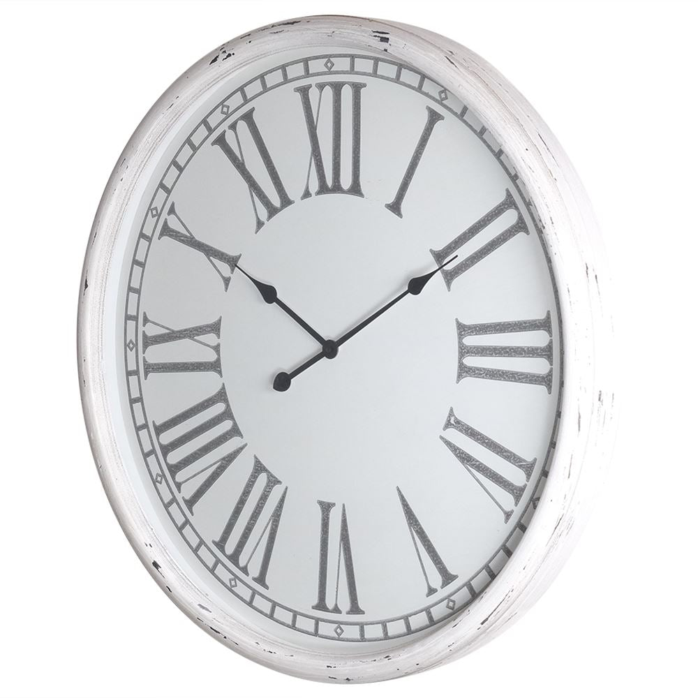 Rustic white wall clock with Roman numerals