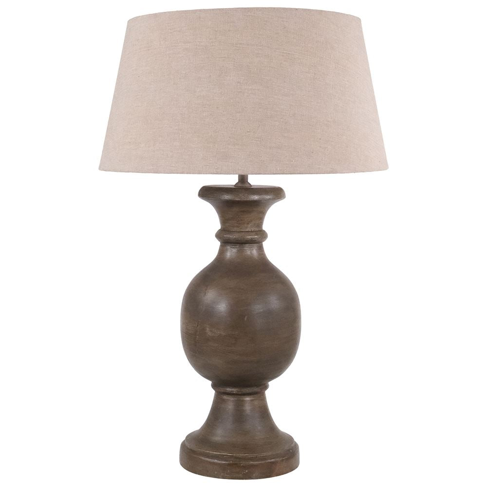 Rich wood bulbous lamp base and shade