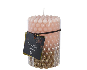 Sparkling Rose bubble effect candle with gold glitter