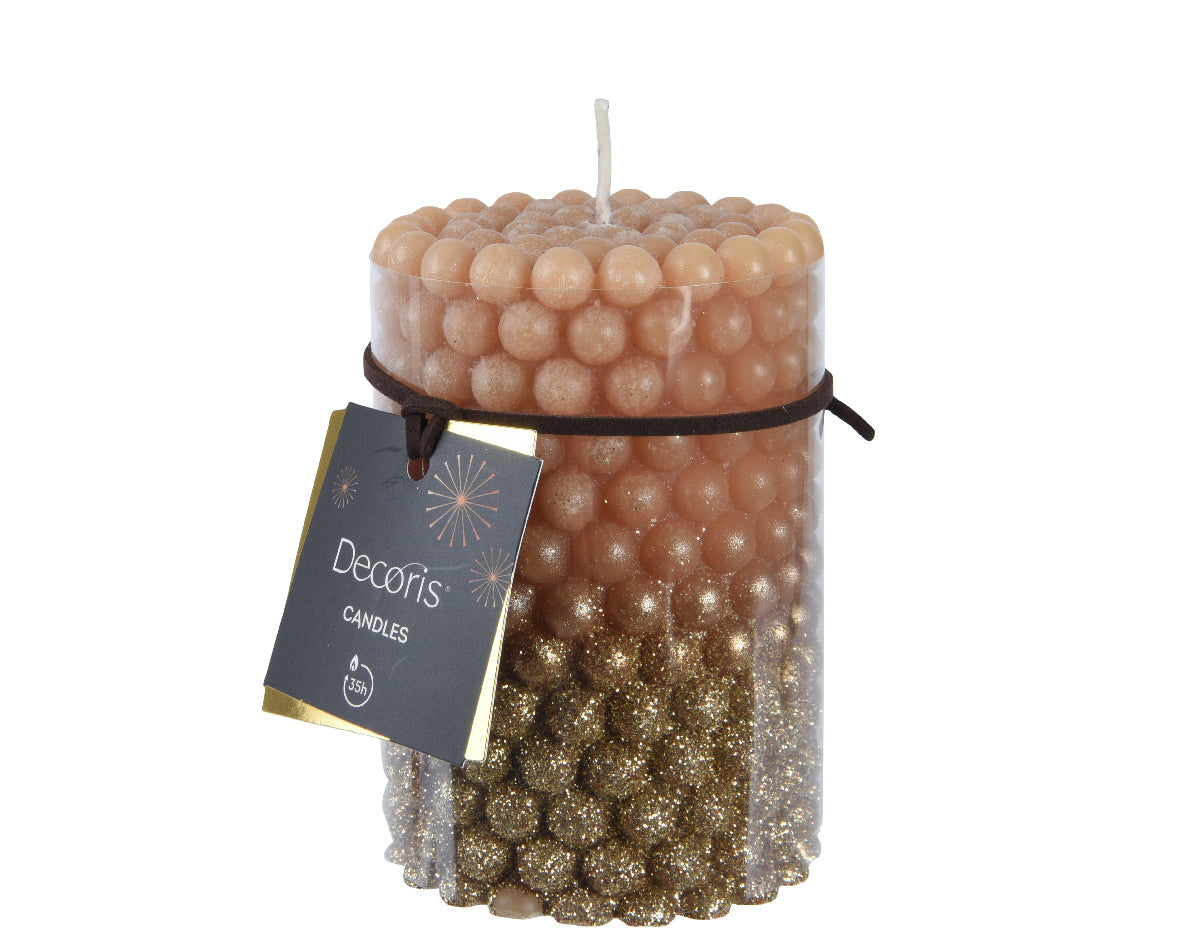 Ginger brown bubble effect candle with gold glitter