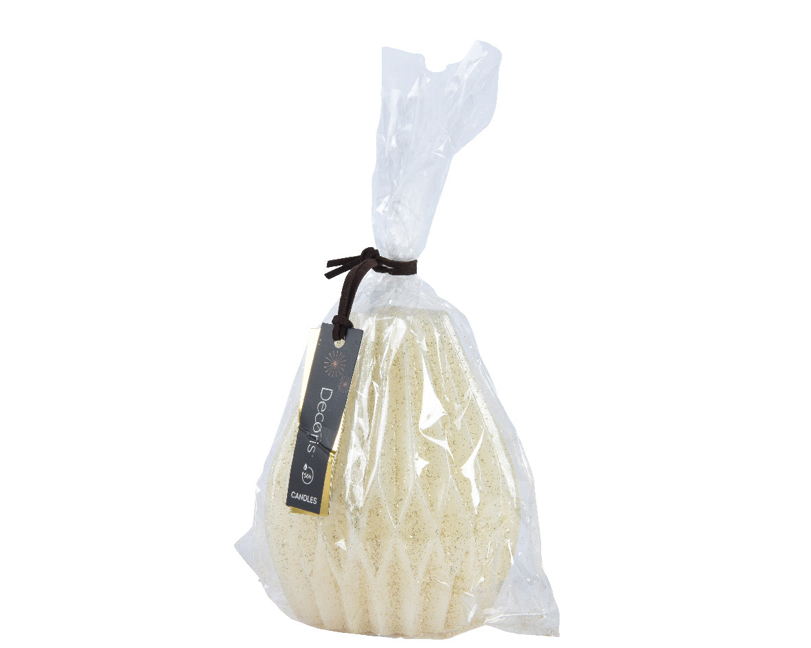 Cone shaped wool white candle