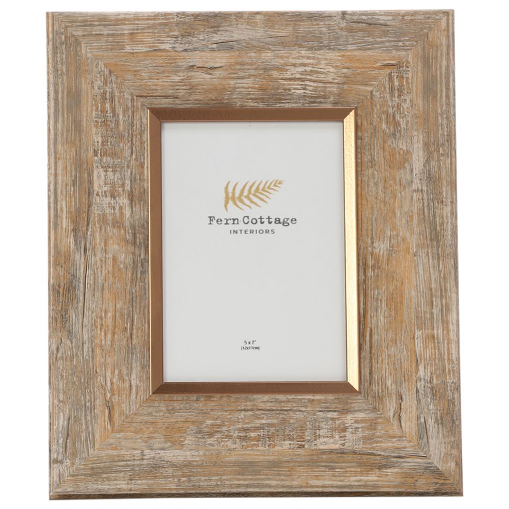 Rustic frame with rose gold trim 5 x 7