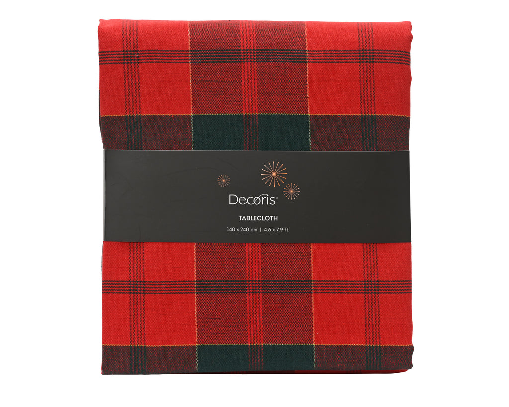 Christmas red and green checked tablecloth